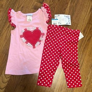 IRIS & IVY 2 Piece Valentine Heart Leggings Set- Size 24M **NWT**